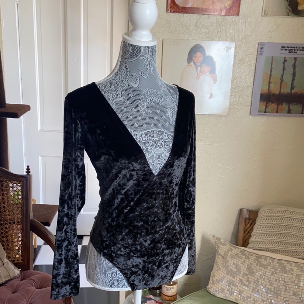 Velvet green Victoria’s Secret bodysuit.